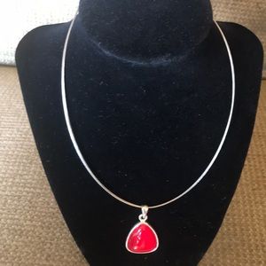 Claire’s 4 strand wire necklace with red pendant